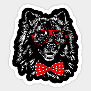 Cute Keeshond dog with glasses Sticker